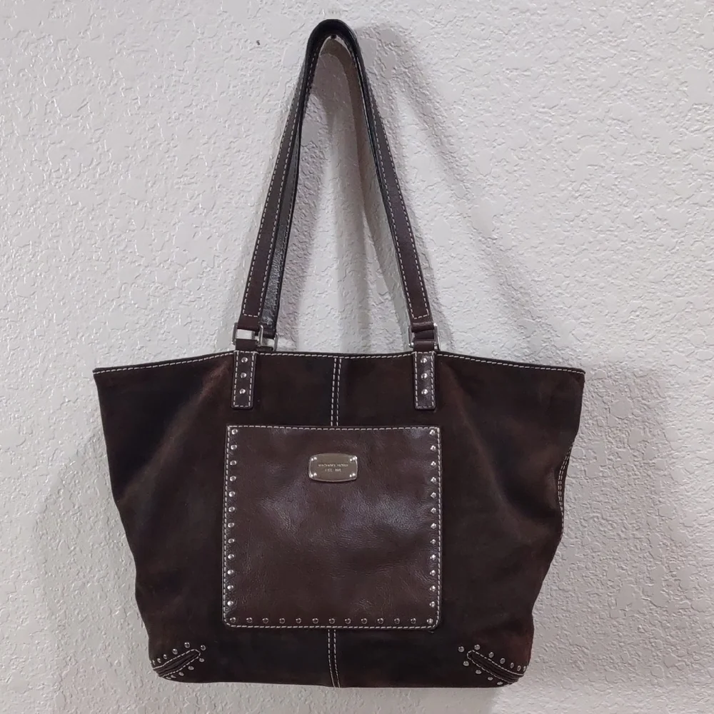 MICHAEL KORS Brown Studded Tote Bag - Picture 1 of 17